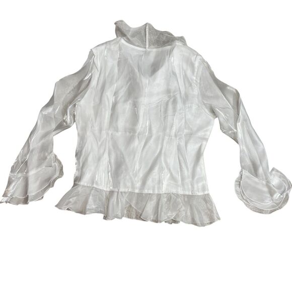 Ursime 3XL Organza Top New w/ Tags Pure White Shimmer Sheer Sleeves‎ Side Zip - Picture 7 of 8